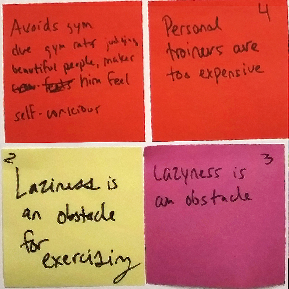 An image of Post-it notes with quotes from interviewees