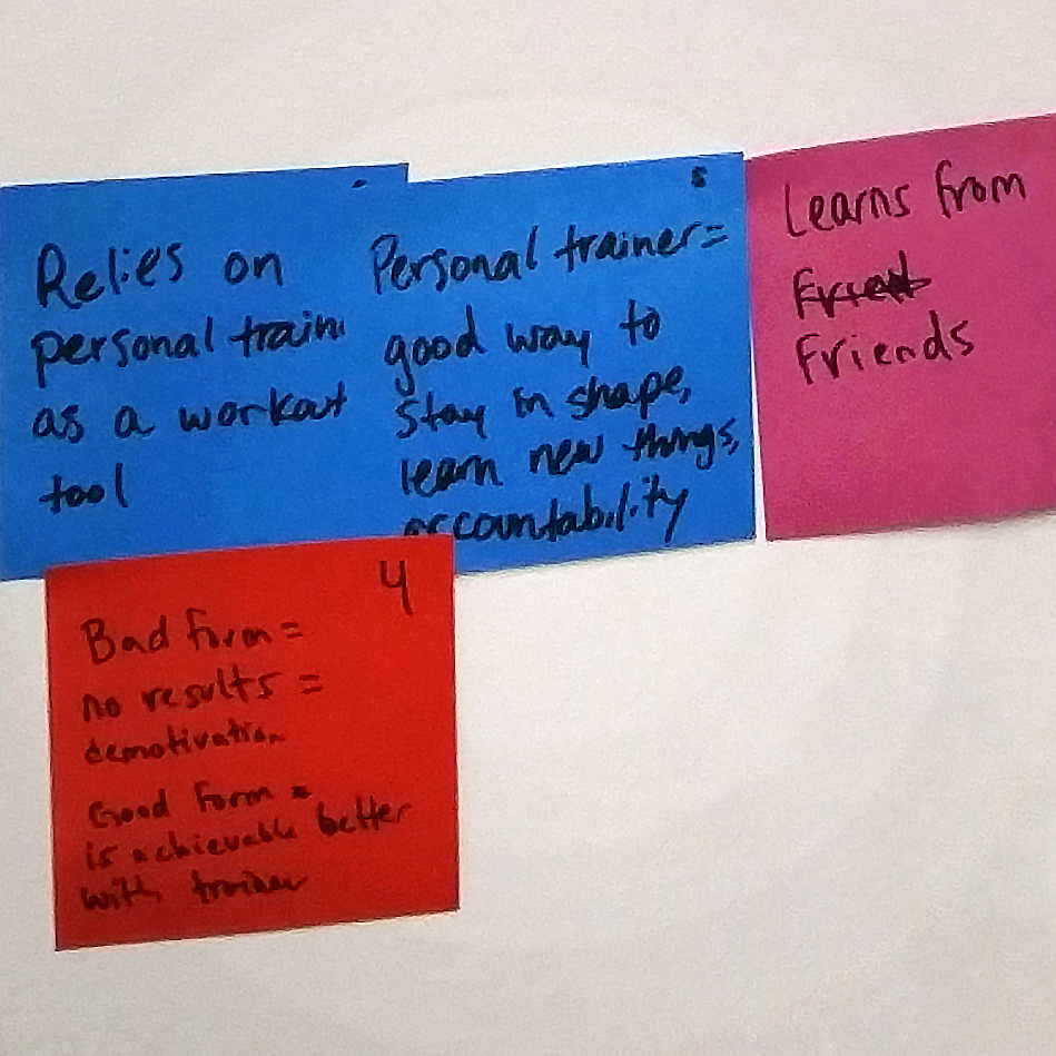 An image of Post-it notes with quotes from interviewees